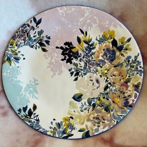 Anthropology Ceramic Handpainted Floral Serve Platter Resale 10.75”.